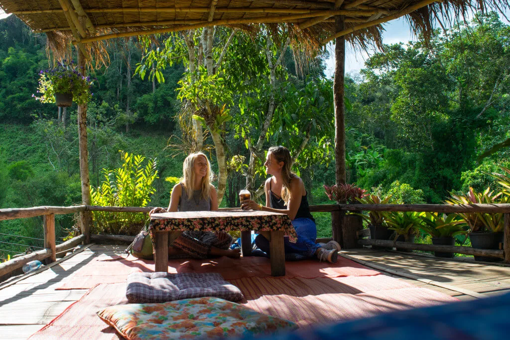 Cure wanderlust as a cute little jungle cafe on the scooter road trip from chiang mai to pai