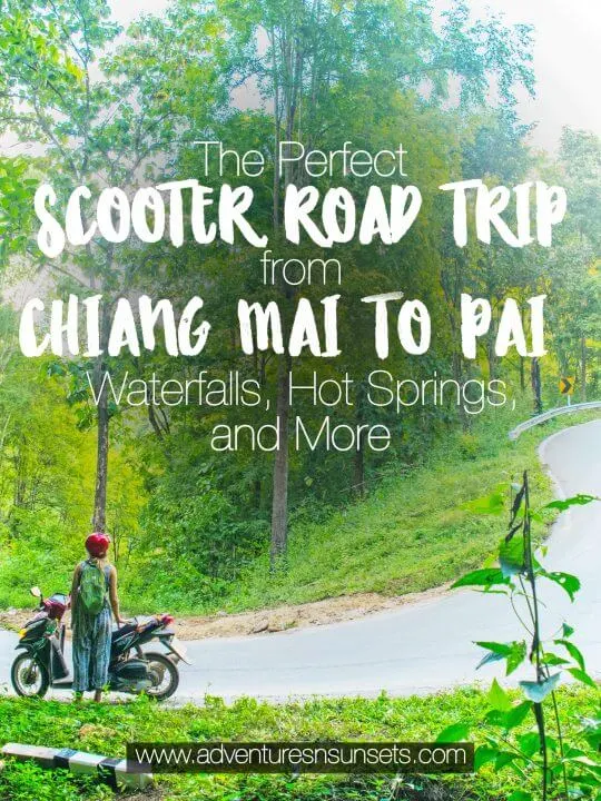 Willing to brave the 762 turns of a treacherous scooter roaf trip from Chiang Mai to Pai, Thaliand? For the adventurers out there, here are some perfect road trip stops including national parks, waterfalls, hot springs, coffee shops, canyons, and more!