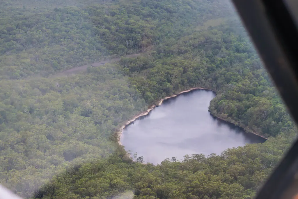 a heart-shaped lake on K'gari fraser island