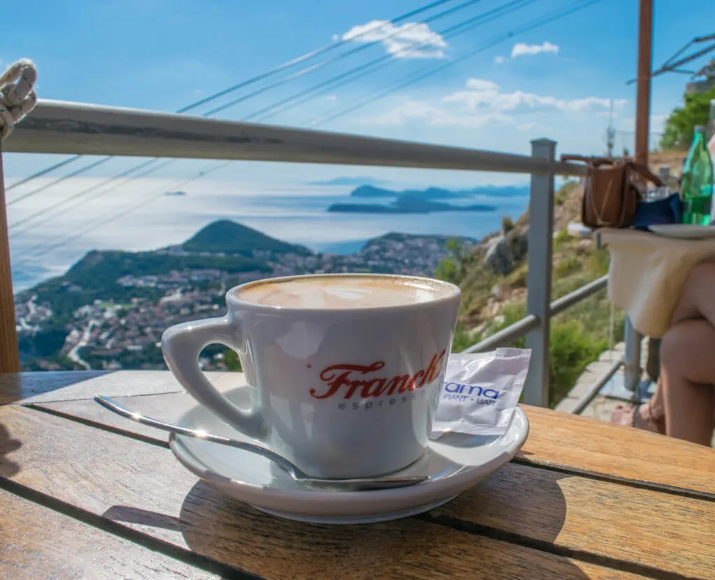 panorama cafe coffee with a view over dubrovnik