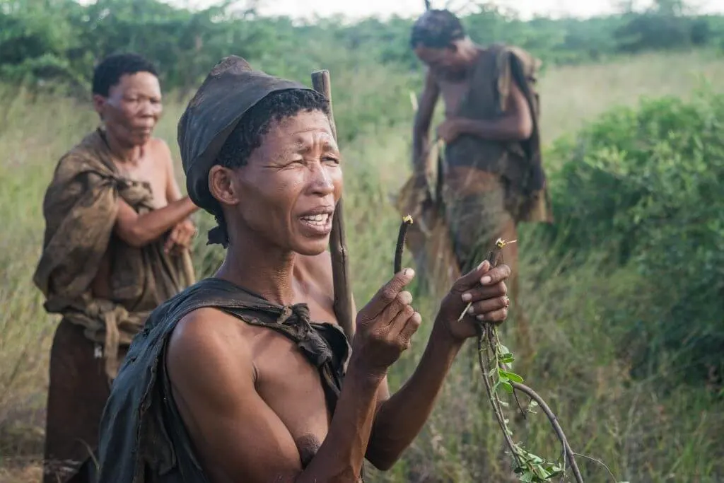 San Bushmen in Botswana walk with the San Bushmen culture and lifestyle