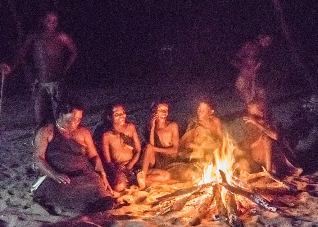 San Bushmen in Botswana campfire dance