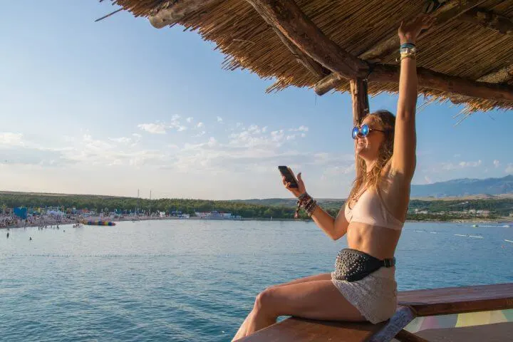 noa beach club zrce girl bikini sunlight