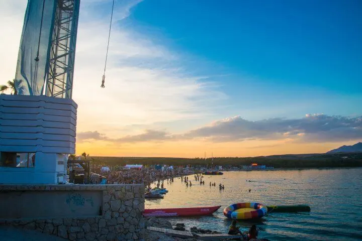 sunset over Hideout music festival zrce beach croatia