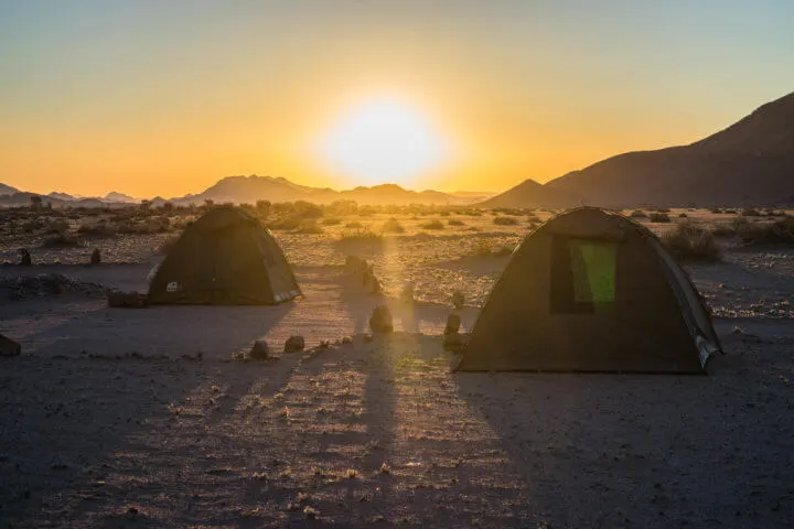 africa camping sunset sossus desert namibia