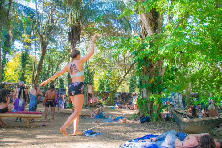 slacklining at Envision Festival Guide Review slack line the village