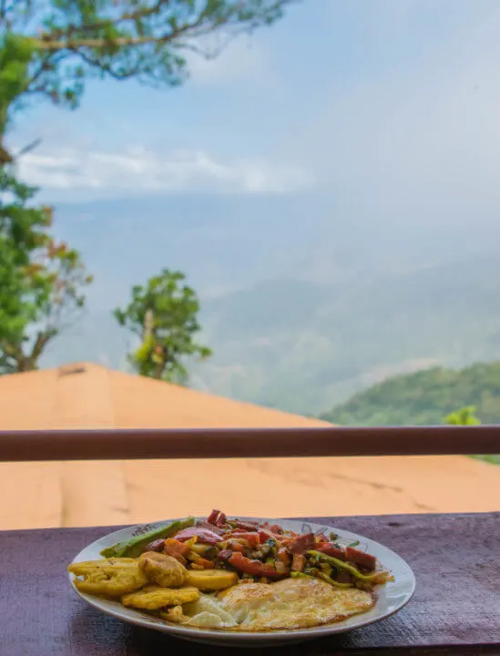 Panamanian breakfast with a stellar view.
