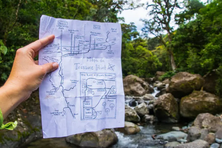 lost and found hiking adventure hostel in panama treasure hunt map jungle adventure