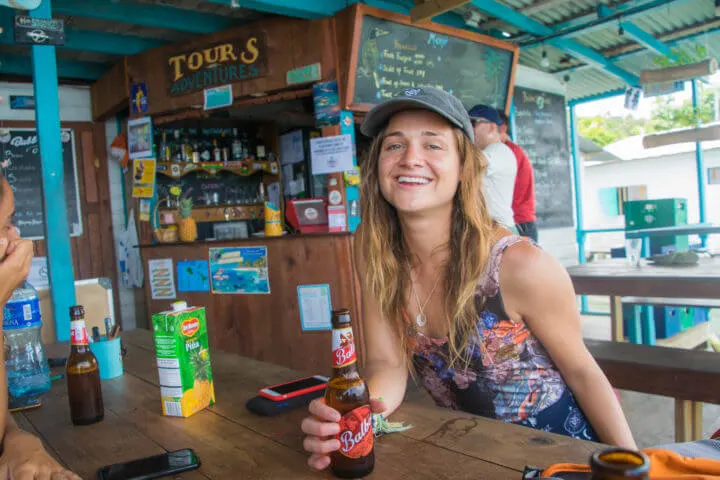 Enjoying the Panamanian beer at Bubba's House hostel!