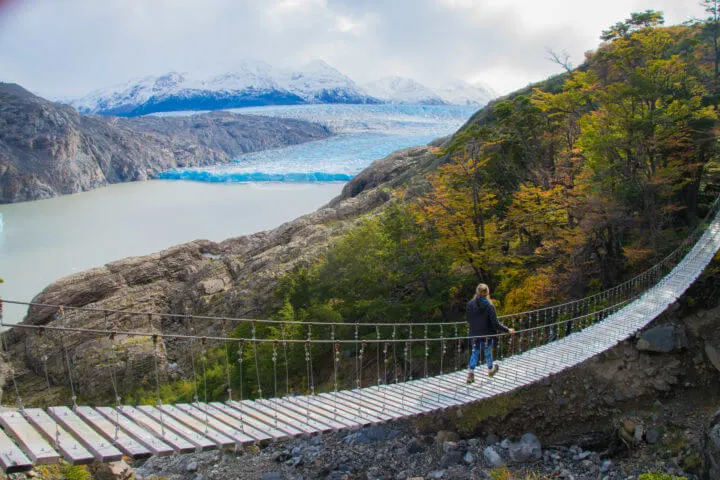 torres del paine W Trek grey glacier hanging bridges