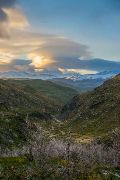 torres del paine W Trek sunrise paine grande
