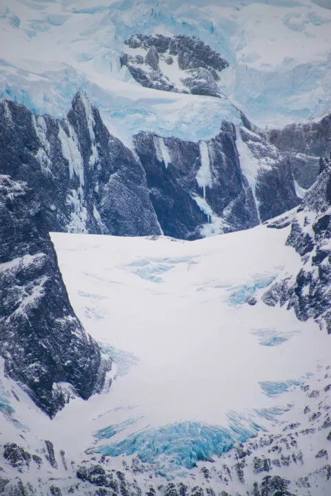 close up glacier mountain torres del paine