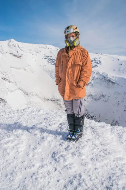 volcan vilarrica climb active volcano gas mask