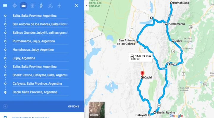 northern argentina salt and jujuy road trip map