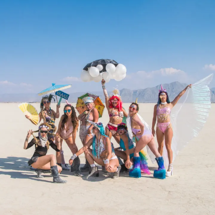 burner girls burning man female costumes group playa
