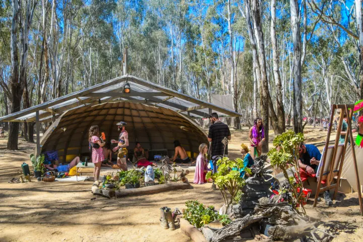 Strawberry Fields Festival massage and stretching at the monoss art garden