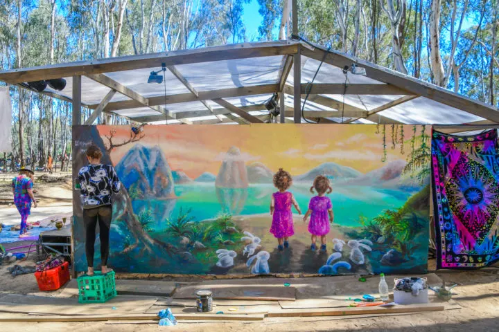 strawberry fields art live painting
