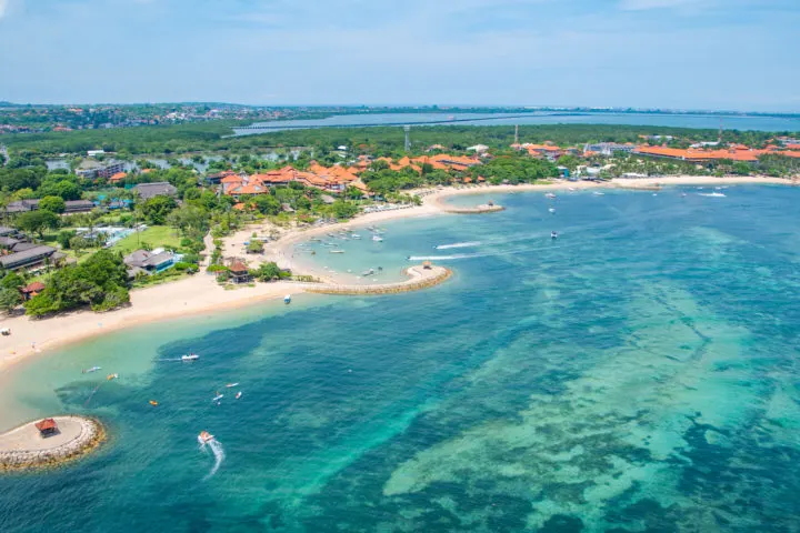 benoa bay watersports beaches bali helicopter views