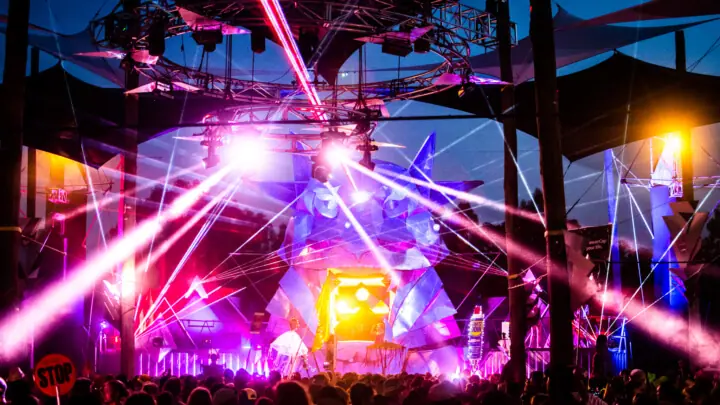 bloc 9 techno stage lights lasers babylon festival 2019 stage design