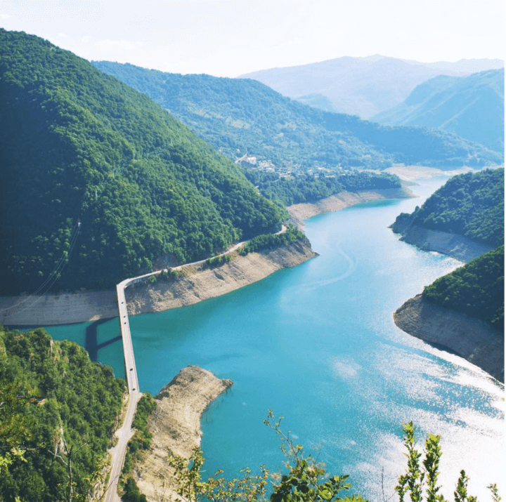 piva lake overpass montenegro road trip