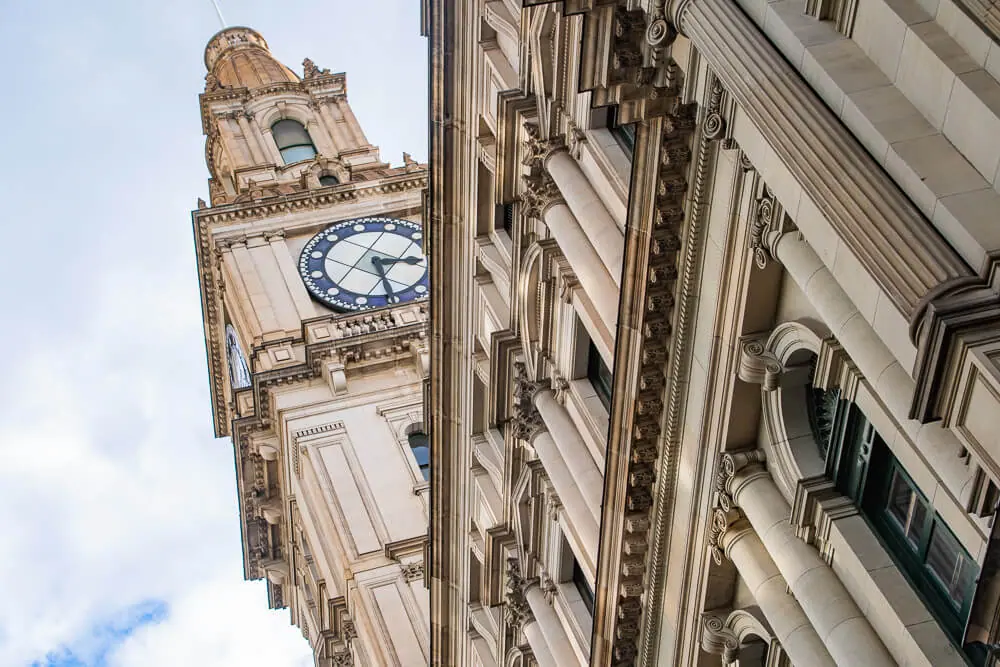 Fanciest H&M storefront on Bourke Street in a historic Victorian-era building, once the Old Melbourne Post Office