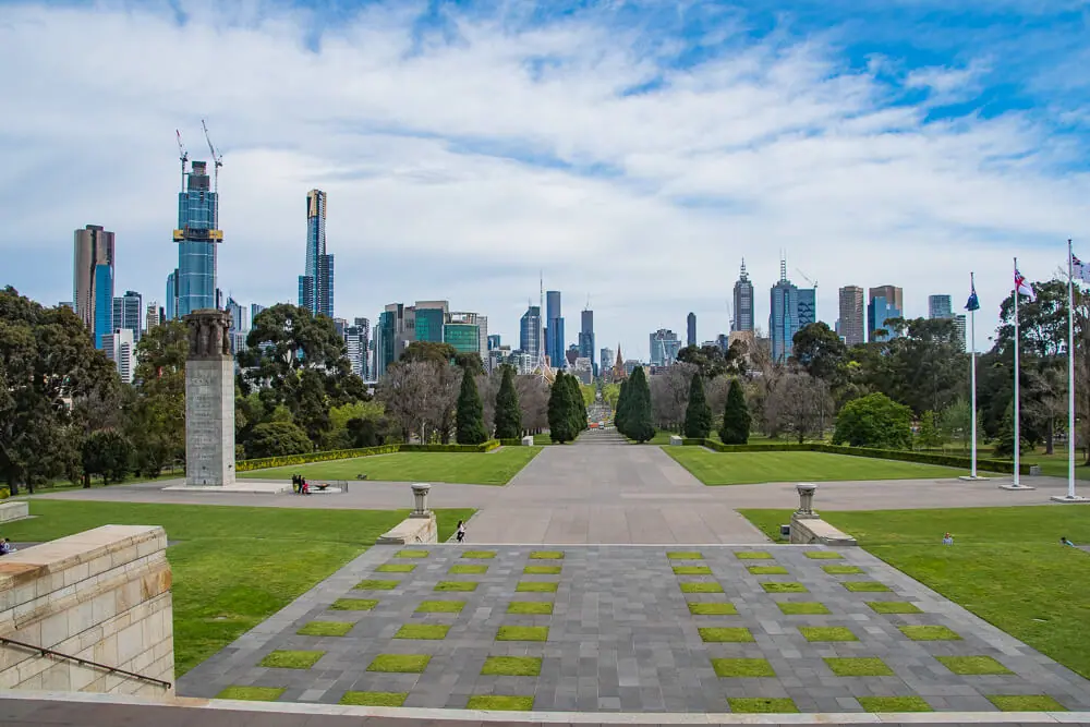 Shrine of Remembrance Melbourne City View - top 100 things to do in Melbourne