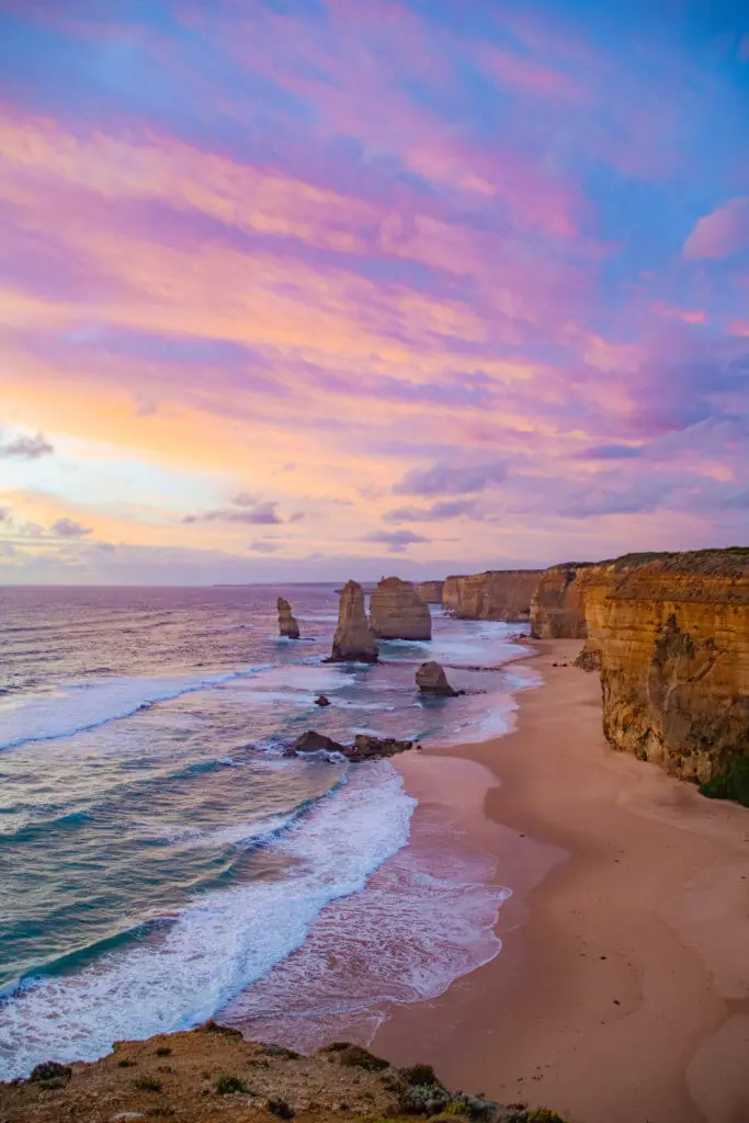 sunset over the 12 apostles great ocean road trip victoria australia