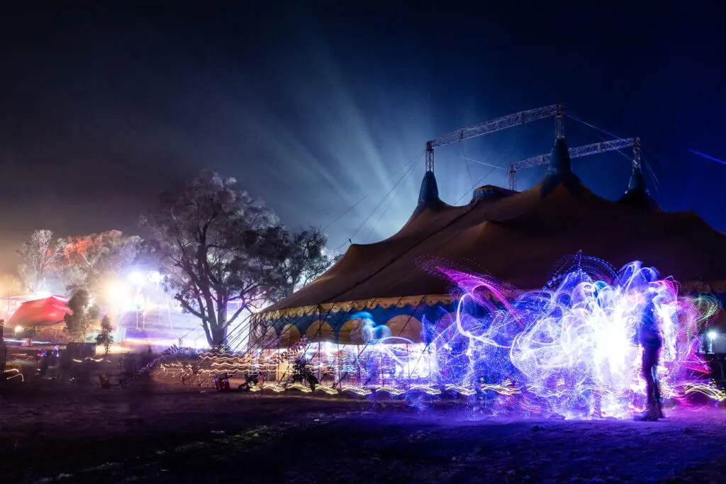 rainbow serpent festival at night