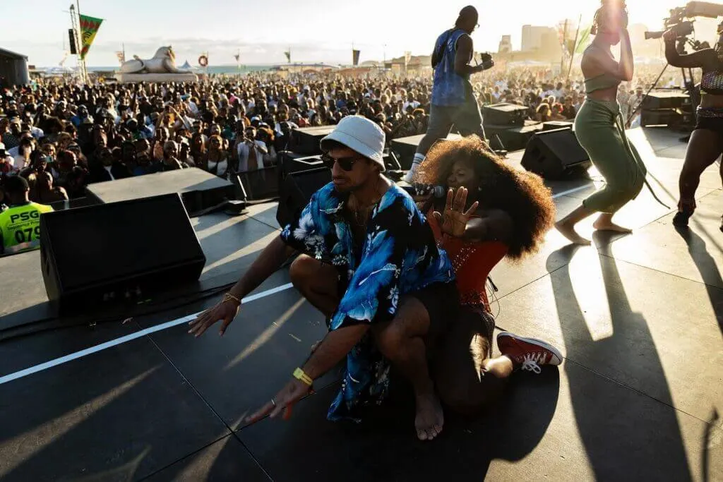 Dancing on stage at Afro Nation Portugal Music festival