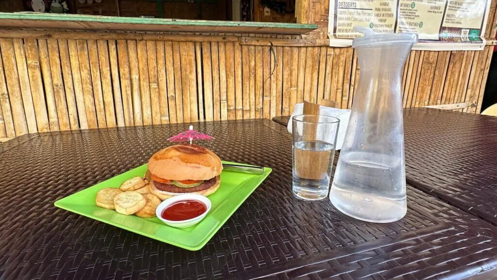vegetarian coconut burger from Coco Loco in Anda Bohol near Long White Beach