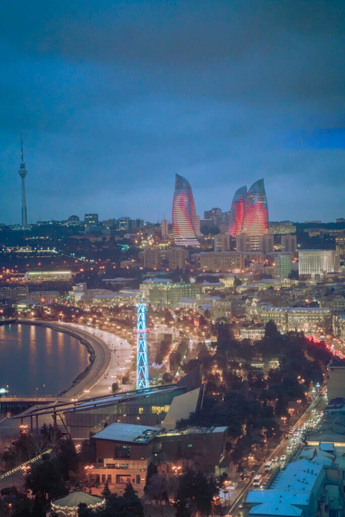 view from the hilton 360 bar baku