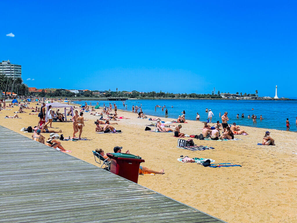 At kilda beach town australia melbourne busy beach