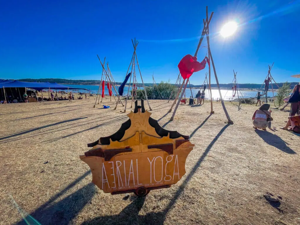 aerial yoga at boom festival portugal