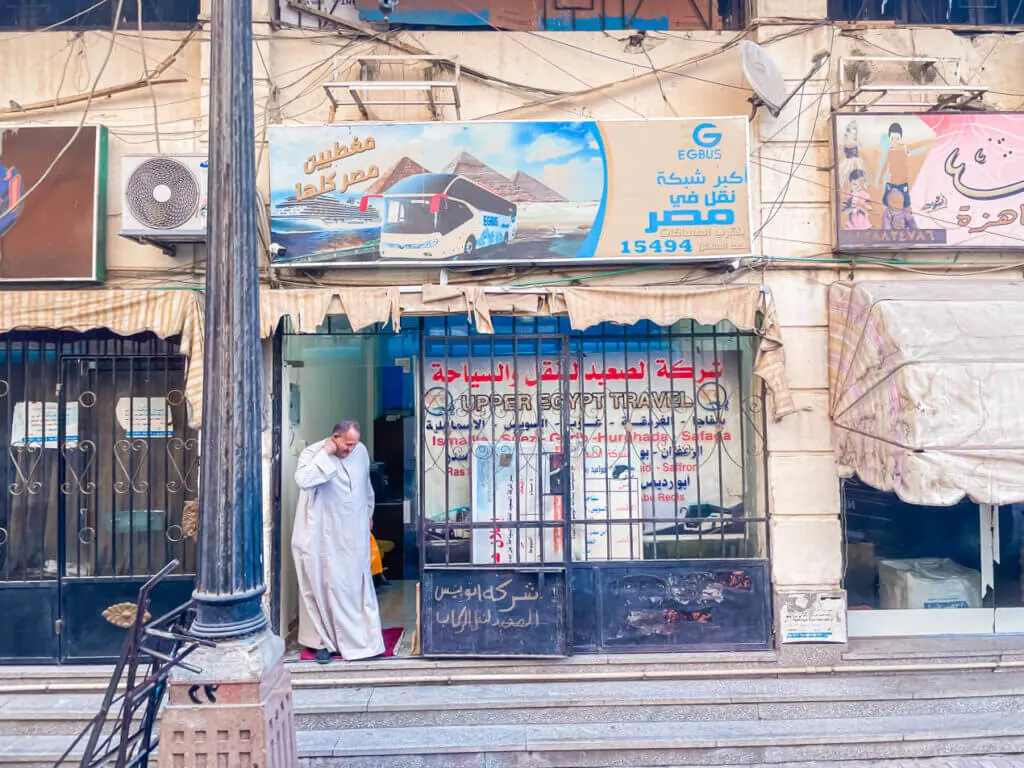 Where to buy your ticket for the Luxor to Qena bus - first leg of the Luxor to Marsa Alam journey