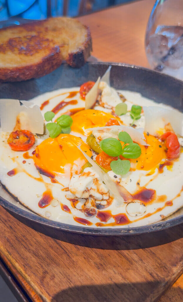 fold goat cheese eggs skillet 