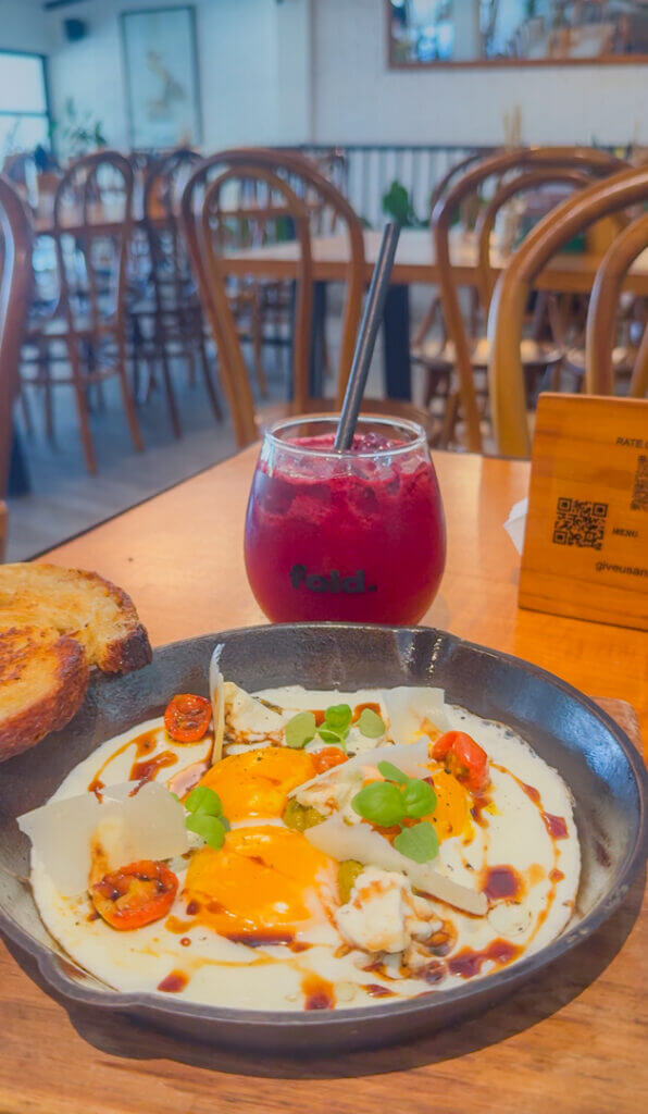Fold juice and goat cheese egg skillet 