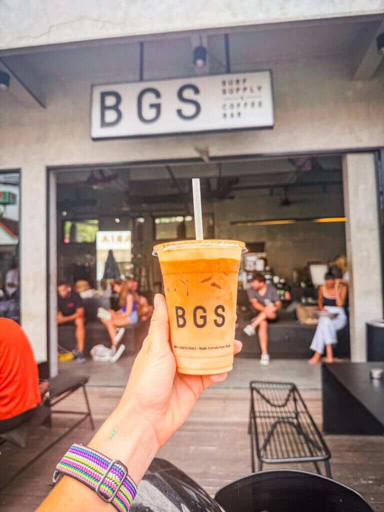 BGS coffee canggu iced coffee with homemaade almond milk