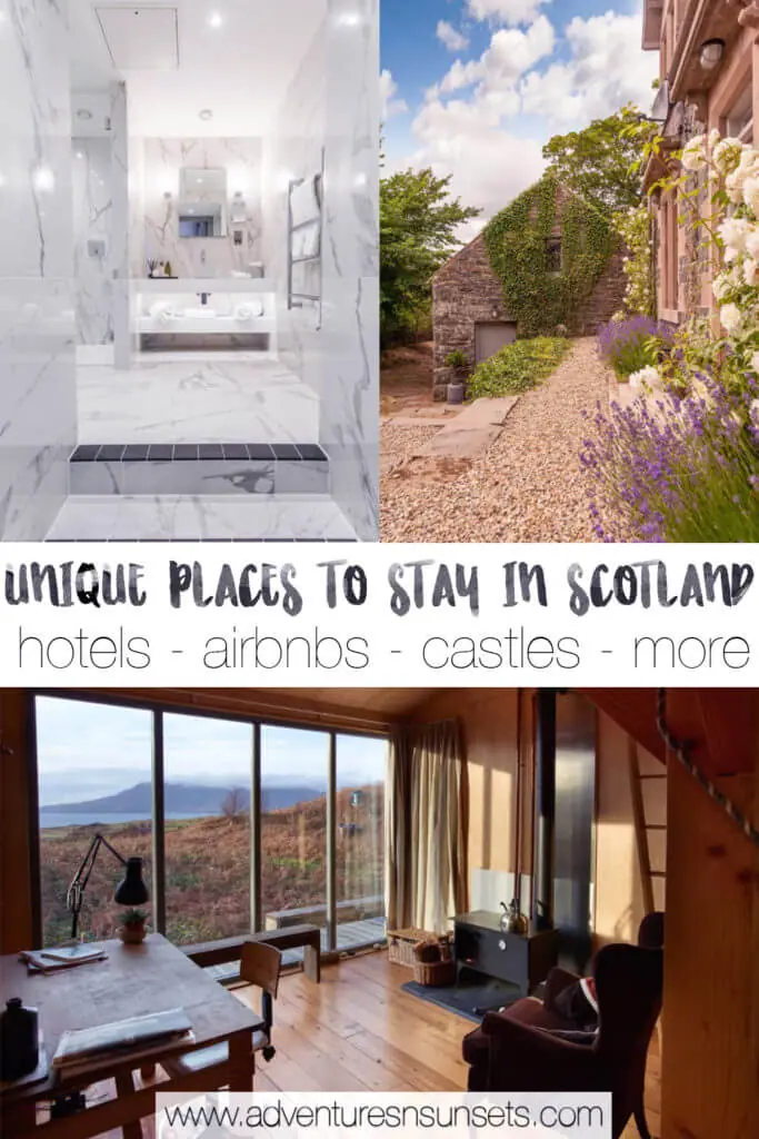 Unique places to stay in Scotland UK - cabins, cottages, hotels 