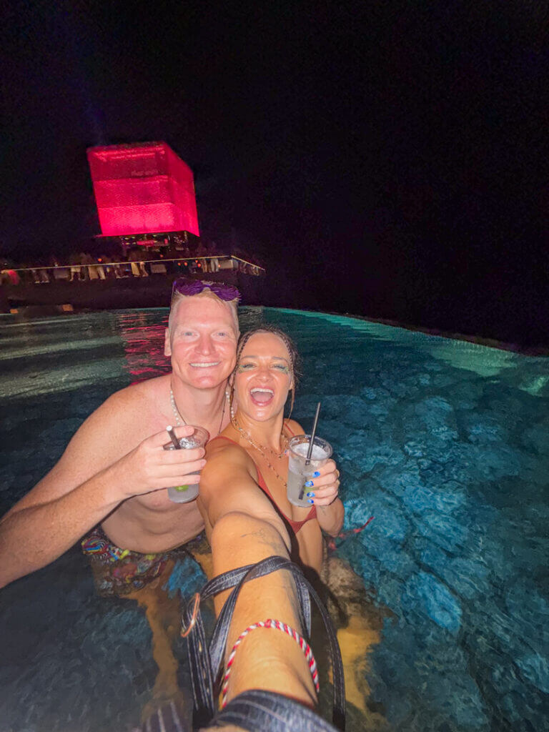 swimming in the pool at savaya bali