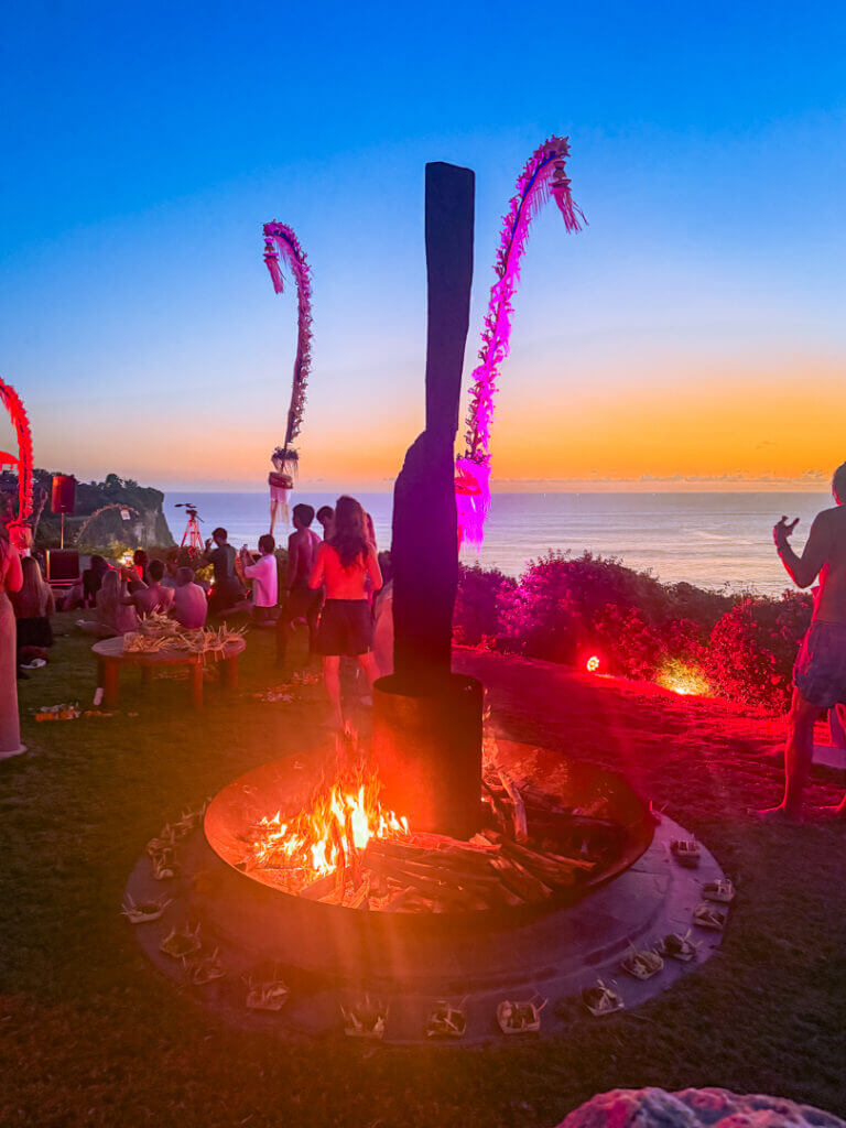 The Istana wellness day zero Bali festival bonfire fire ceremony and sunset