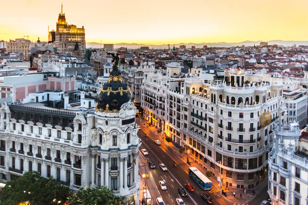 Travel tips for Spain Madrid at sunset 