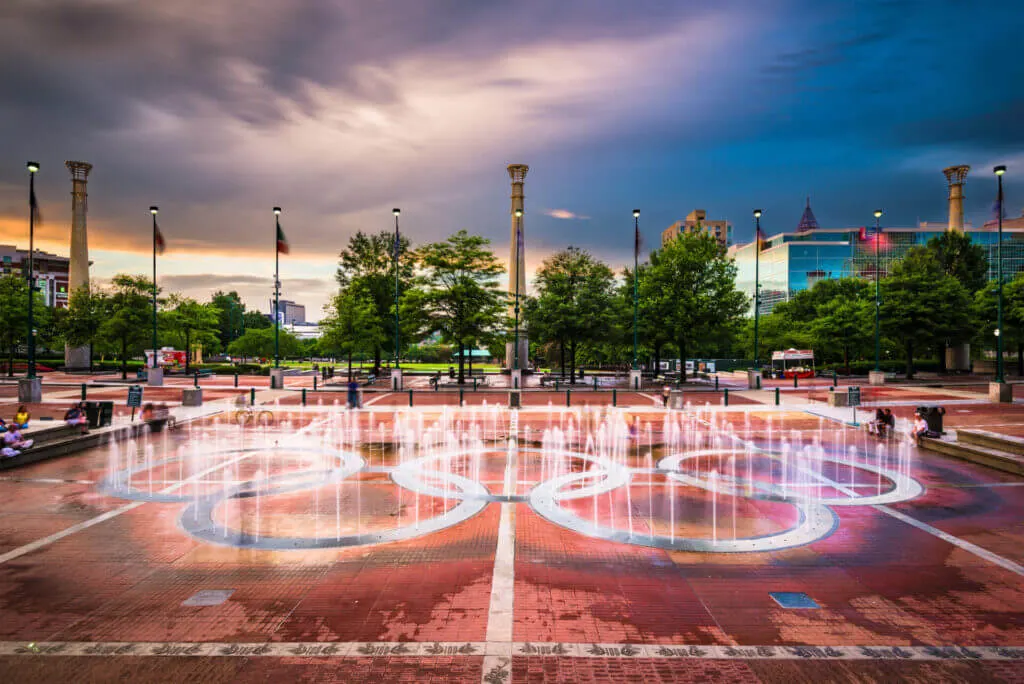 Atlanta free date night ideas visit Centennial Olympic Park