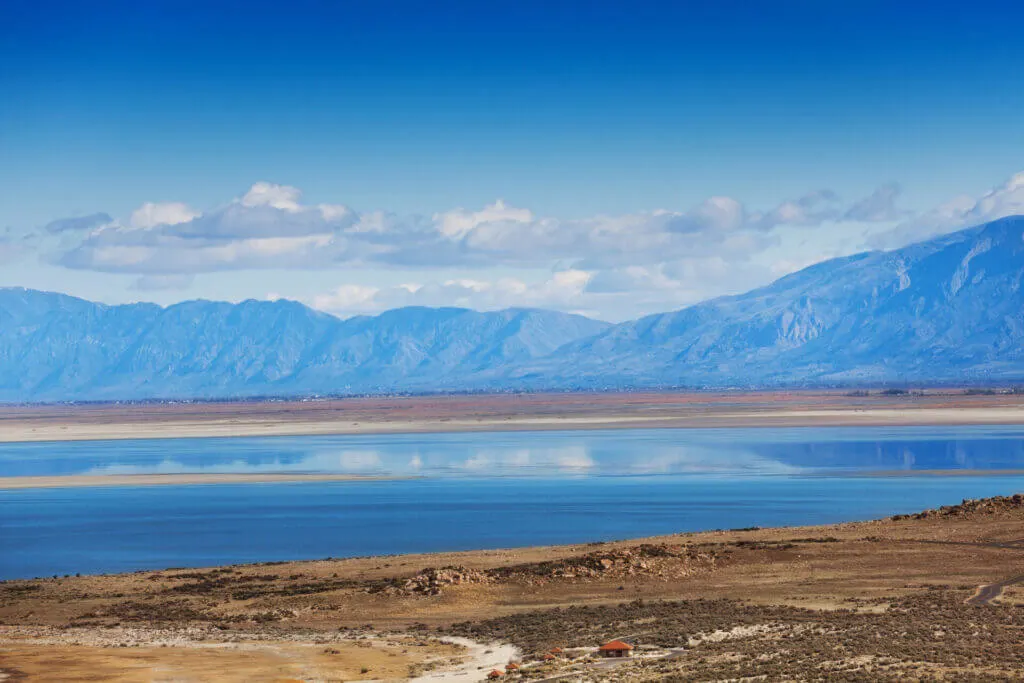 View of the Salt Lake City Great Salt Lake from Antelope Island Secret Spot