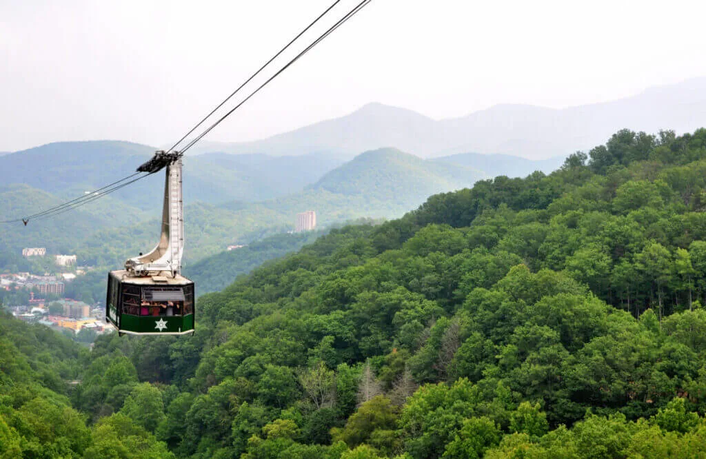 the aerial tram at Ober Mountain in Gatlinburg TN