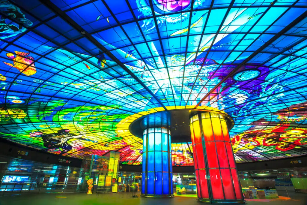 Formosa Boulevard Station Glass Art Work in Kaohsiung Taiwan, 7 day taiwan itinerary