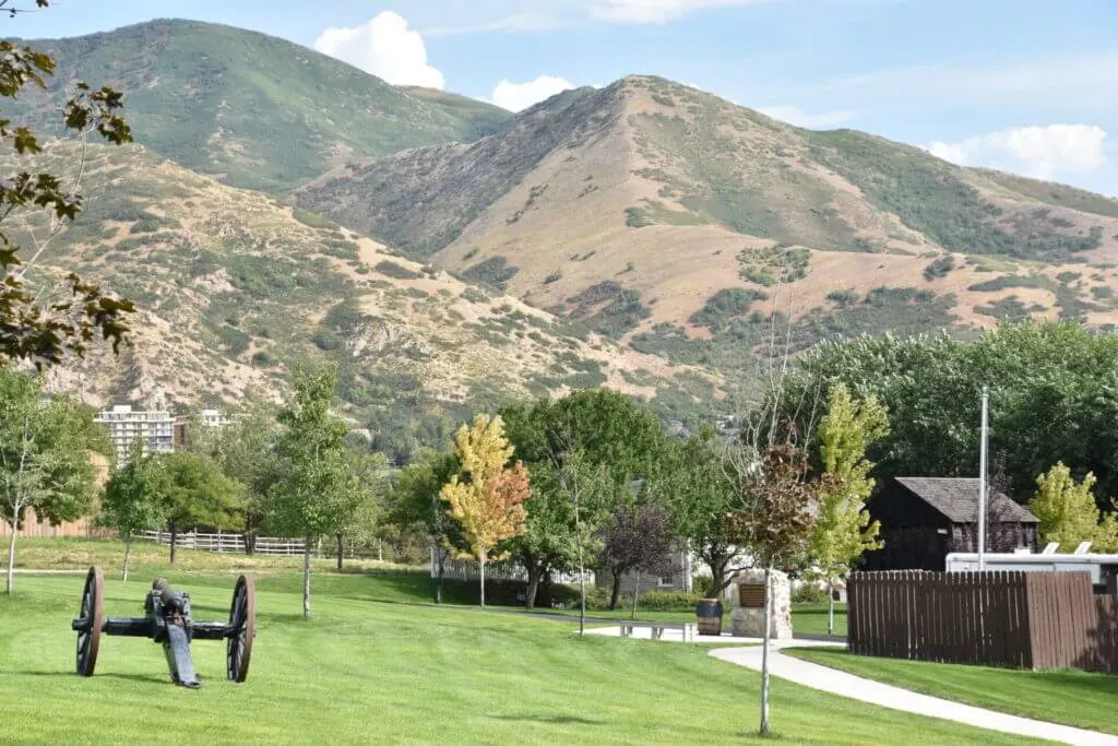 View of the mountains from Salt Lake City's hidden gem Heritage Place Park