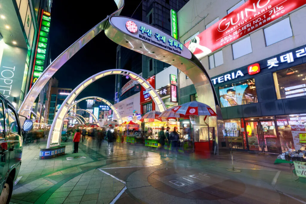 BIFF Square in Busan, night market visit for south korea 10 days itinerary