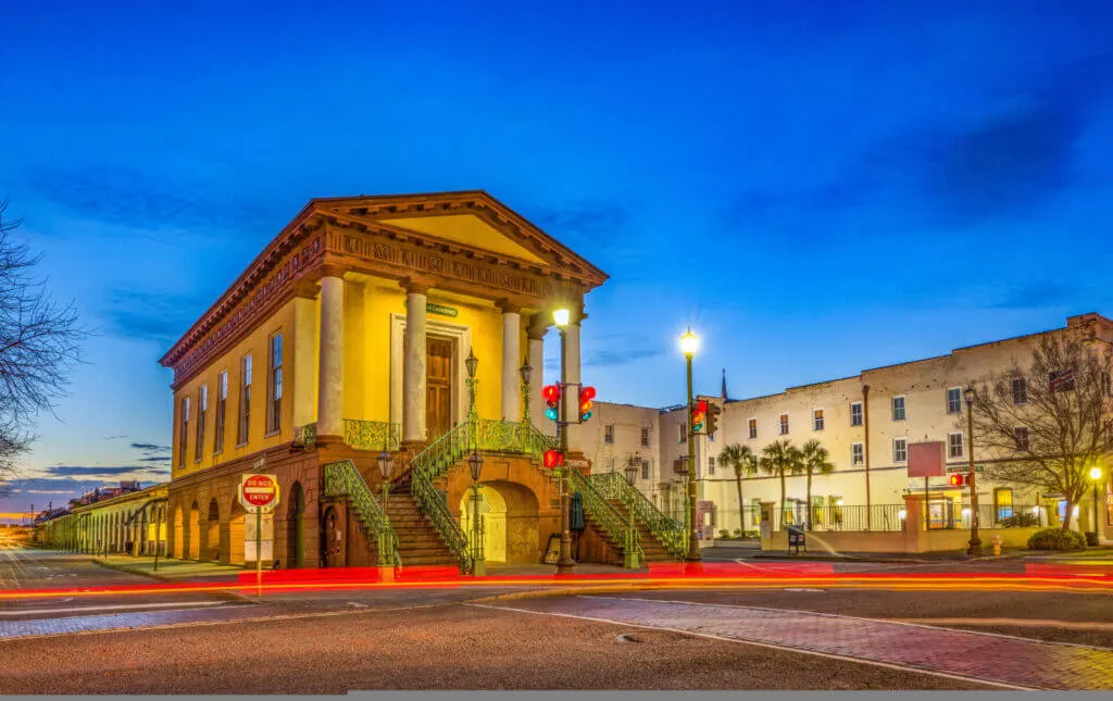 the Charleston South Carolina Market at night