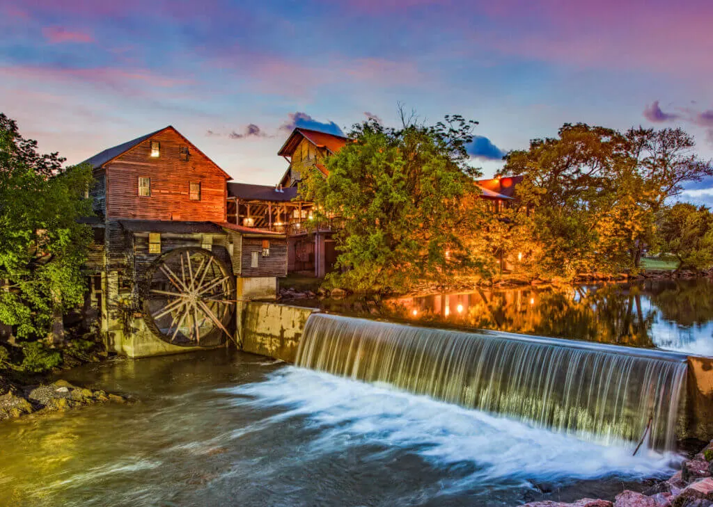 View of Pigeon River over the Old Mill Square 