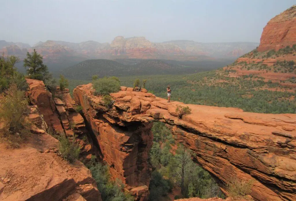 Epic view over one of the most unique hikes in Sedona, Devil's Bridge